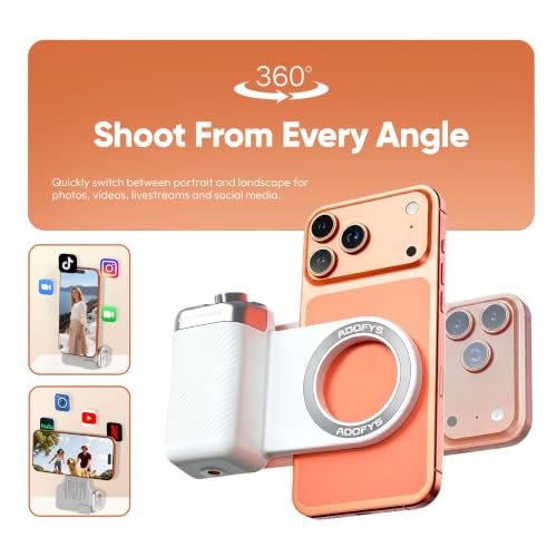 Image of Adofys Fun Shot Magnetic Phone Camera Grip for iPhone /Android with Detachable Wireless Shutter Remote - Supports Native Camera - 1 /4 inch Tripod Screw