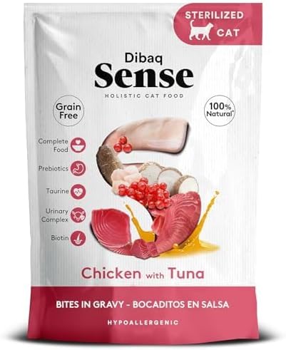 DIBAQ Sense Cat Bites Grain Free, alimento Completo, bocaditos en Salsa para Gat