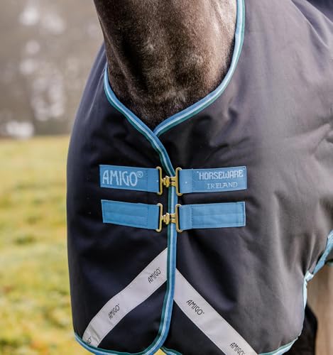 Image of Horseware Amigo Bravo 12 Original Turnout 100g - Navy /Turquoise & Aqua & Blue, 81