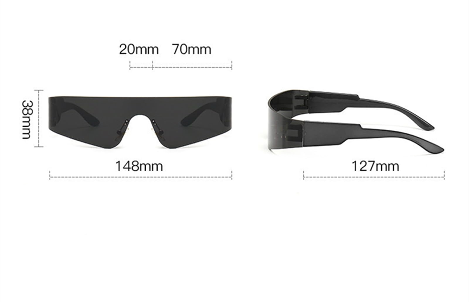 Image secondaire de Teogneot Lunettes de Soleil Y2K - 3 Pcs Sans Monture pour Femme et Homme