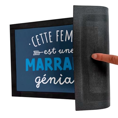 Paillasson bleu entrée propre avec message Marraine Géniale - 5