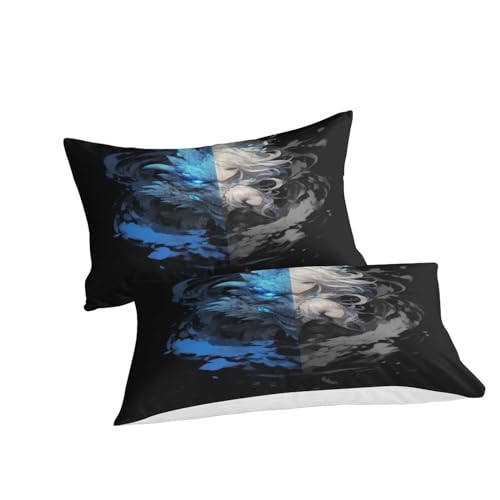 GUYDZOOM 3D, Imprimé Blue Le Loup Girl Ensemble De Literie avec Microfibre Super Douce Et Respirante Sets De Housses De Couettes 3 Pièces Et Taie d'oreiller Double（200x200cm） – vue 4