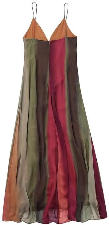 JSEIAJB Fashion Sleeveless Suspender Dress Breathable Casual High Waist V-Neck Dress