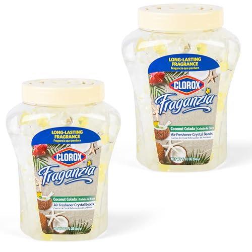 Image of Clorox Fraganzia Crystal Beads Air Freshener, Coconut Colada, 12 Fl Oz (Pack of 12)