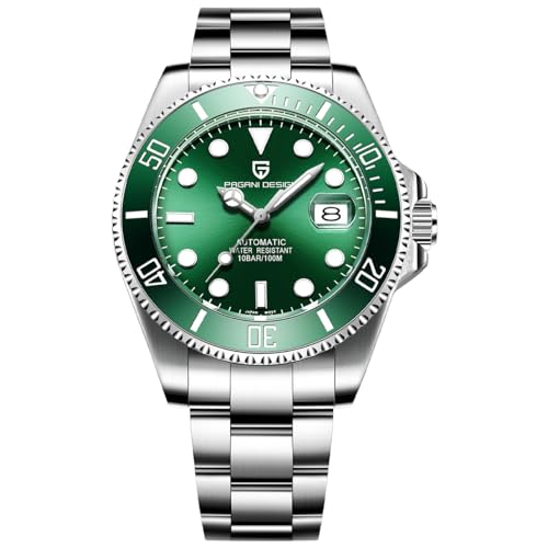 SUZAKU Pagani Design Automatic Watch for Men NH35 Mechanical Sapphire Crystal Stainless Steel Business Wrist Watches 100M Waterproof PD-1639, Silver-Green, modern (B0BN1N35Z2) Amazon Price History, Amazon Price Tracker