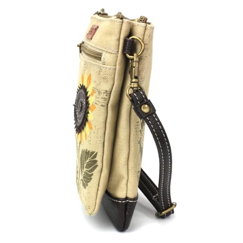 Chala Sunflower RFID Protected Canvas Double Pocket Crossbody Bag with Two Straps3