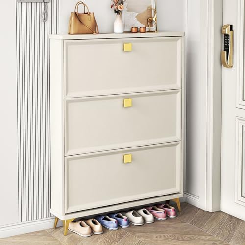 Meuble à chaussures étroit et haut bois rotin 3 portes