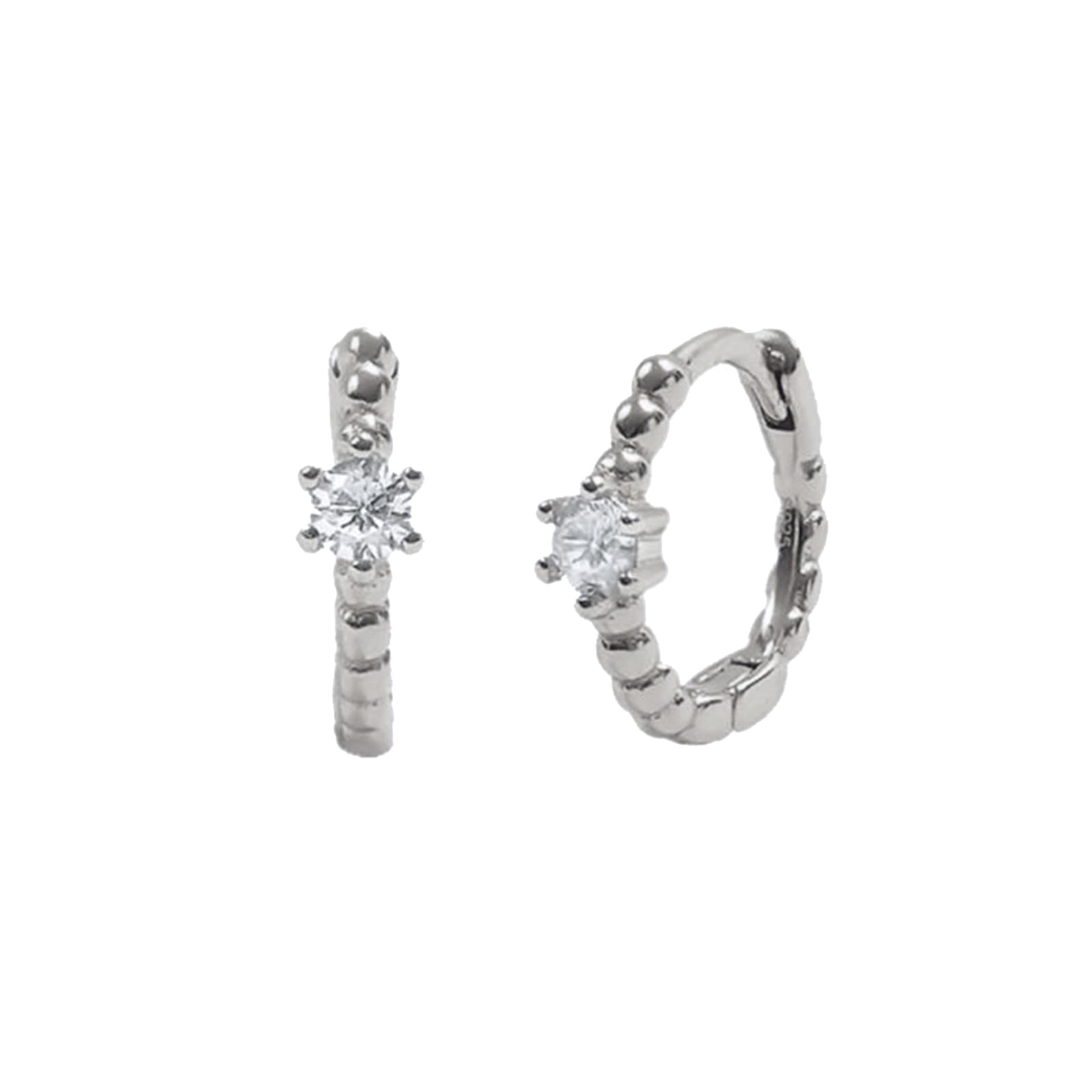 WZGWDC 925 Silber Ohrringe Damen, Creolen für Damen, Perle mit Zirkonia, minimalistischer Knorpel-Piercing-Schmuck
