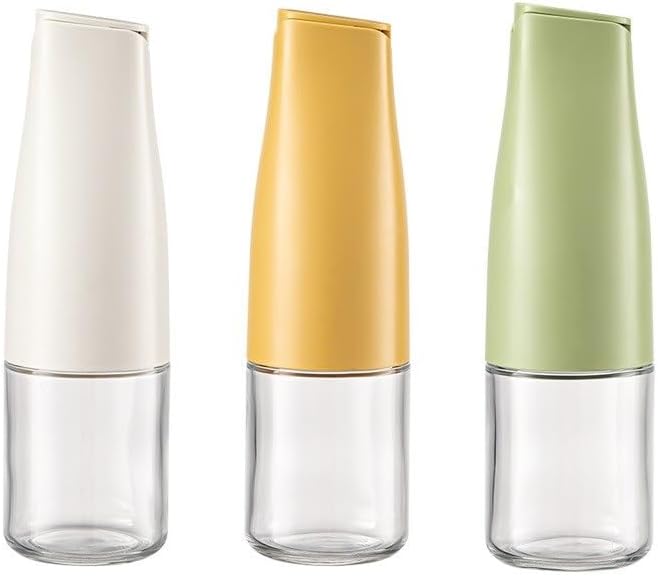 Auto-Open Glass Spice Jar Airtight Storage Pot With Lid Moisture-Proof Seasoning Container For Oil Household High-end Kitchen Sauce Wine Fragrance Vinegar Bottle Set 3 Colors Available(Suit)