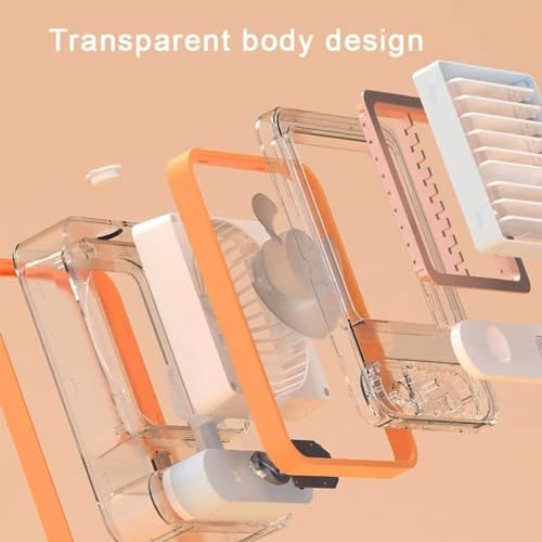Image of FunBlast Portable Mist Fan - USB Rechargeable Mini Desk Fan with Water Spray, Cooling Table Fan for Travel, Office, Makeup & Outdoor Use (Orange)