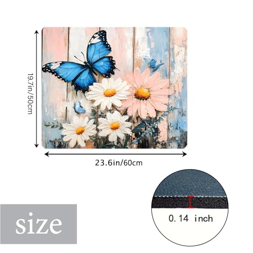 Image of Washer Dryer Top Cover Mat, Non-Slip Laundry Room Decor, Laundry Room Kitchen Appliance Decor Protector Universal 23.6 inchx19.7 inch (Blue Butterfly Daisy)