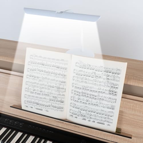 Classic Cantabile WM Pianoleuchte Easy - Dimmbare Klavierlampe mit Memory-Funktion - Tischlampe mit Schwanenhals - Warm-weißes Licht mit 18 LEDs - Notenpultleuchte mit Touch - Klavierleuchte Weiß