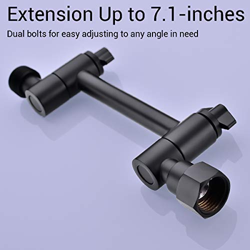 Adjustable Shower Arm Extender, 4 Inch Brass Shower Head Extension Arm High Rise Or Lower Rainfall Showerhead And Hand Held Shower Combo, Arm Mount, Height Adjust, Matte Black #TOP3