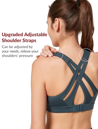 Image of Yvette Women's High Impact Sports Bra for Running | High Support, No Bounce, Large Bust, Pickleball, Gym Workout, Adjustable Straps, Crisscross Back, Wireless, Sewn in Pads