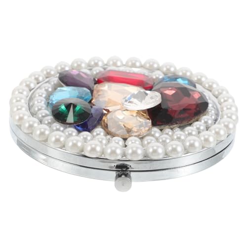Didiseaon Double Sided Beauty Mirror with Magnification Stylish Faux Gemstone Design Lightweight Travel Accessory for Women