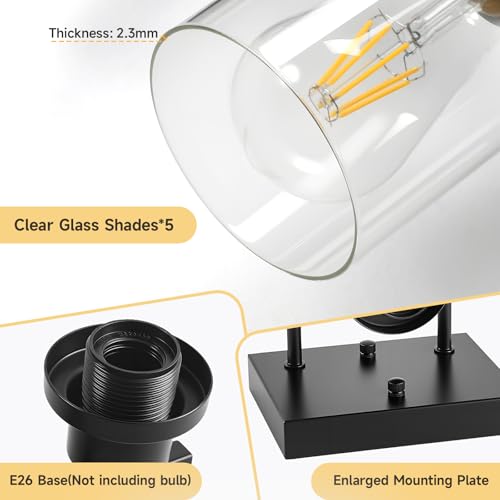 DIKAIDA 5-Light Black Bathroom Vanity Light, Modern Vanity Lighting Fixture for Bathroom, 31" Matte Light Fixture, Wall Sconces with Clear Glass Shade, Black Bathroom Wall Light Over Mirror by DIKAIDA - Image 4