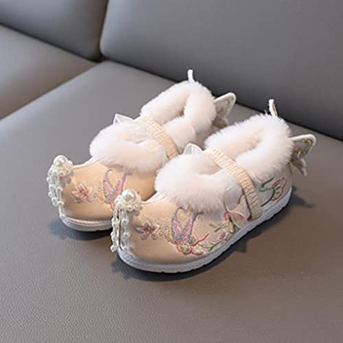 Children Embroidered Shoes Hanfu Shoes Winter Shoes Plush Thickened Cotton Shoes Girls Dance Toddler Girls Boots Size 83