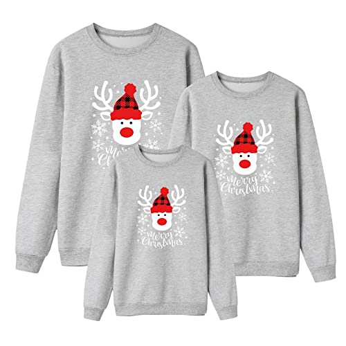 Family Matching Christmas Sweatshirts 2026 Xmas Tree Print Crew Neck