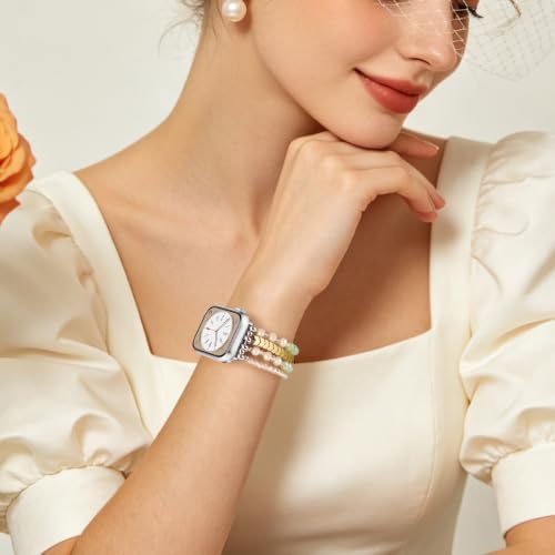 Image of MOFREE Beaded Apple Watch Band for Women 42 /44 /45 /46 /49mm Elastic Strap