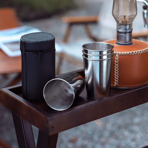 ZAWELIYO Stainless Steel Drinking Glasses Stackable Travel Mug with Leak-Proof Lid 4-Pack for Hot Cold Beverages Outdoor Metal Cups Portable Camping Hiking Backpacking Accessories - Image 2