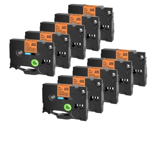 10�p�b�N�݊�TZ�z���C�g231 TZE 231 12mm 24mm 24mm���x�����[�J�[���{���p�}�V���p���x���e�[�v(Black on Flu-Orange)