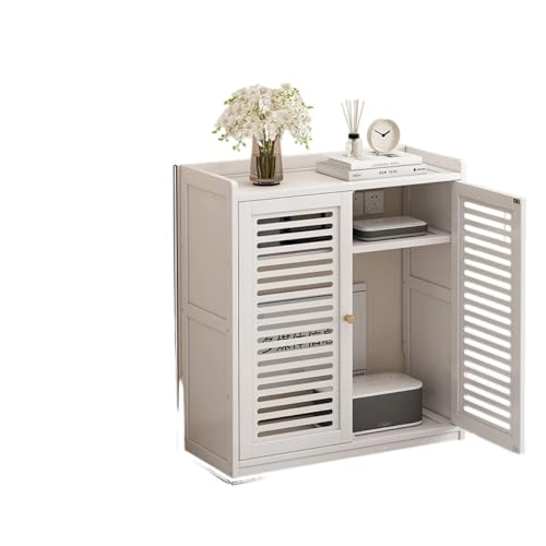 LAJOKING ルーター収納キャビネット、ルーター収納、木製、隠しライン、スリム、弱電流ボックスカバー、竹製、シンプルでナチュラル、家庭用、リビングルーム用、WiFi、光モデム、スイッチソケットに最適 (B,59*25*67CM)