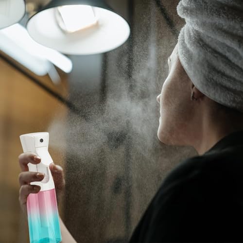 Image of Continuous Spray Bottle, 6.8OZ /200ML Hair Mister Spray Bottle, Fine Mist for Salons,Barber, Plants, Skin Care, Cleaning(Red Blue Gradient,1 Pack)