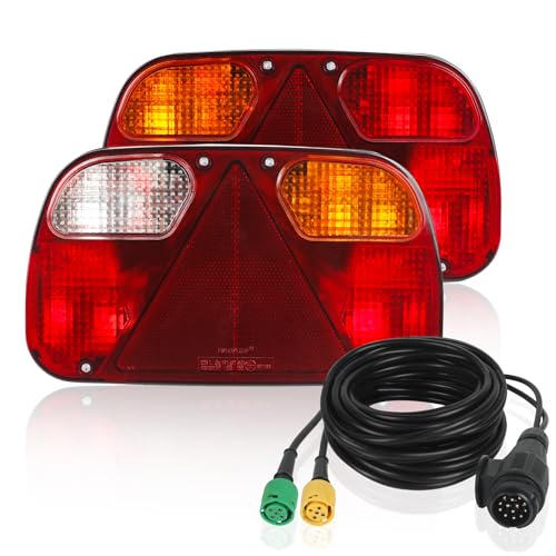 AOHEWEI Kit Feux Arrière de Remorque 12V Éclairage De Freinage pour Camion Kit de Câblage Lampe Indicatrice Avec Prise 13 Broches Connecté et Câble de 5...