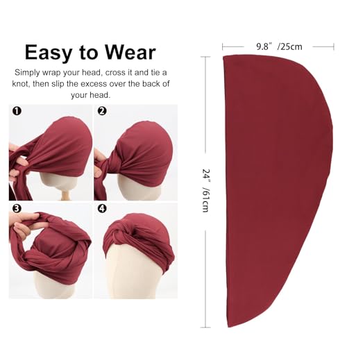 Image of DRESHOW African Turban for Women Knotted Hairwraps for Sleeping Headwraps Ribbed Turban Stretch Jersey Head Scarf for Black Women Chemo Cancer Cap