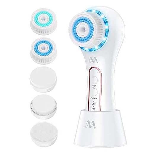 Electric Facial Cleansing Brush Waterproof Face Brush Spin Rechargeable Misiki IPX7 Exfoliating Face Brush with 3 Mode, 5 Brush Head for Exfoliating, Massaging, Removing Blackhead