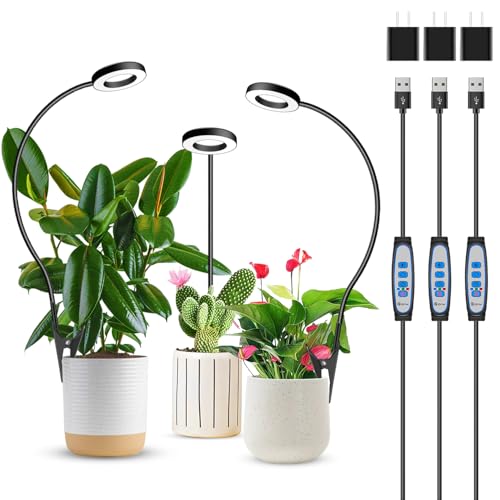 Xuligron Plant Lights for Indoor Growing, 144 LED Full Spectrum Grow Light with Clip 3 Pack, Black Halo Indoor Plant Light 2 Installation Options with 6/12/16H Timer, 5 Dimmable, 3 Modes