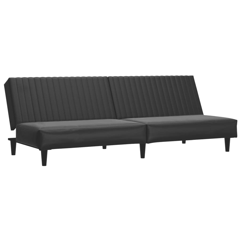 Sofá cama genérico de 2 plazas, color negro, piel sintética convertible en cama doble, respaldo abatible, marco de madera resistente, revestimiento de piel sintética suave y fácil de limpiar, ideal