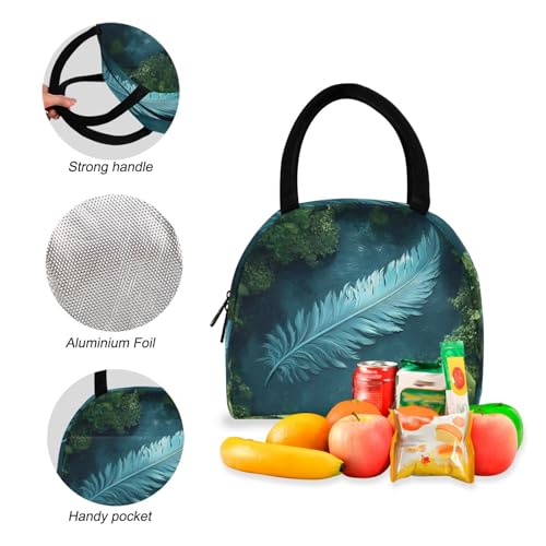 Backpack Lunch Bag Set Big Feather Print, Big Storage Travel Backpacks with Insulated Lunch Box for Office Hiking Picnic4