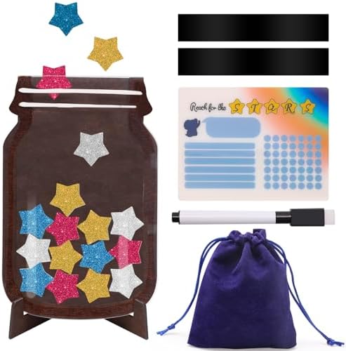 Magnetic Super Star Rewards Jar - Classroom Behavior Management System With 64 Colorful Stars