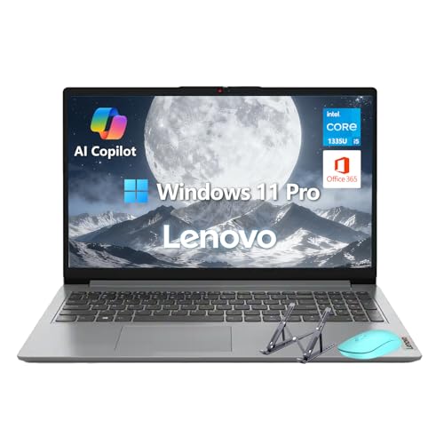 Lenovo IdeaPad 1i Laptop, Intel Core i5-1335U(10-core) Processor, Microsoft Office, 15.6'' FHD Display, 16GB RAM 256GB SSD, Copilot AI, Windows 11 Pro, Wi-Fi 6, HDMI, Alpacatec Accessories