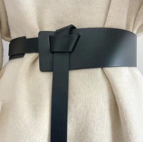 MAICOSY Faux Leather Wide Waist Belt with Knotted Detail2