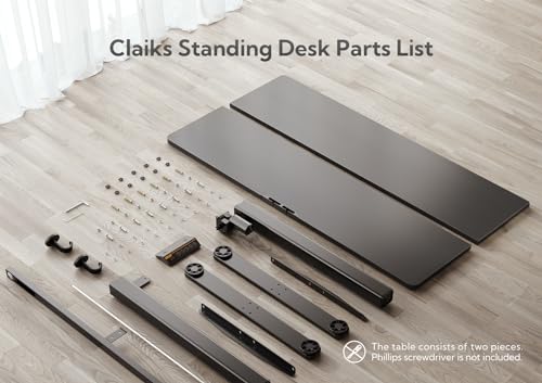 Claiks Electric Height Adjustable Stand Up Desk, 35x20 Inches Sit Stand Desk for Home Office, Black Top/Black Frame