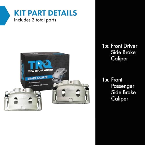 Image of TRQ Front Driver and Passenger Side Brake Caliper Set Caliper Brackets Hardware Compatible with 2008-2020 Cadillac Escalade, Chevrolet Silverado 1500, GMC Sierra 1500