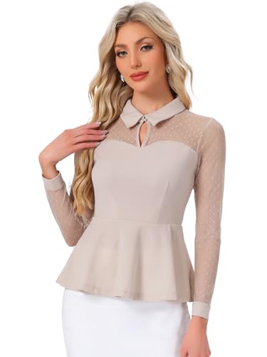 Allegra K Women's Peplum Top Mesh Sleeve Gothic Halloween Blouse