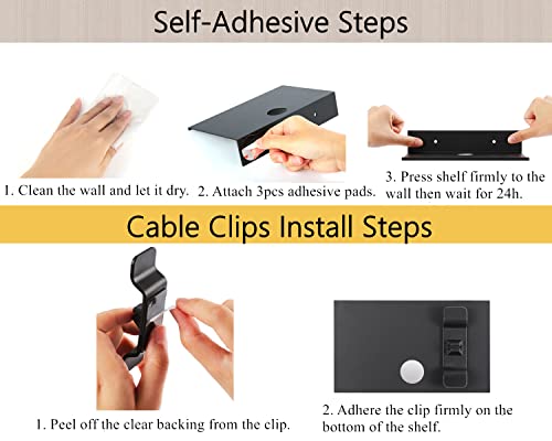 Small Floating Shelves, Self Adhesive Bluetooth Speaker Stand, Floating Corner Shelves With Cable Clip, Adhesive & Screw Wall Mounted, Display Shelf For Smart Speaker, Matt Black, Aluminum, 8 Inch #TOP3