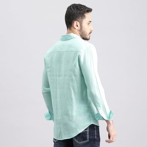 Image of ROOKIES Mens Full Sleeve Slim Fit 100% Lenin Shirt