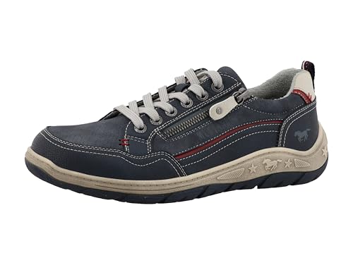 MUSTANG Herren Low-Top Sneaker Männer Halbschuhe Freizeitschuhe Turnschuhe Laufschuhe schnürschuhe schnürer Sportschuhe Blau 45 EU