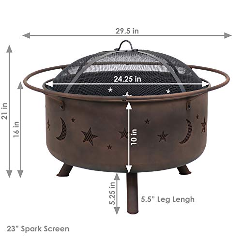 Sunnydaze-Cosmic-30-Inch-Fire-Pit-with-Cooking-BBQ-Grill-Grate-Spark-Screen-and-Fireplace-Poker-Celestial-Design Sunnydaze Cosmic 30 Inch Fire Pit with Cooking BBQ Grill Grate Spark Screen and Fireplace Poker Celestial Design