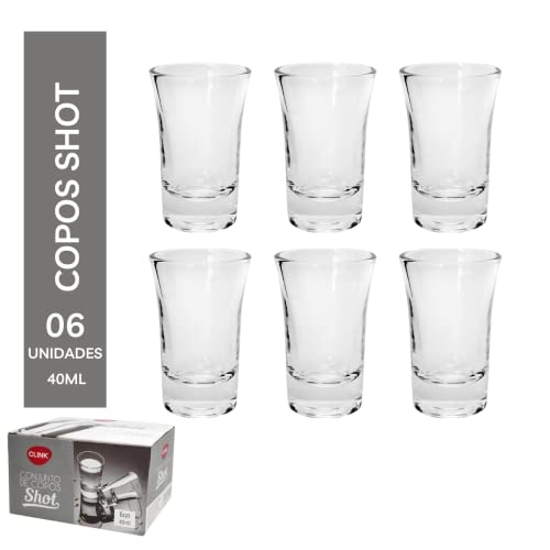Conjunto 6 Copo Vidro Shot Dose Tequila Copinho Cachaça Degustação Clink