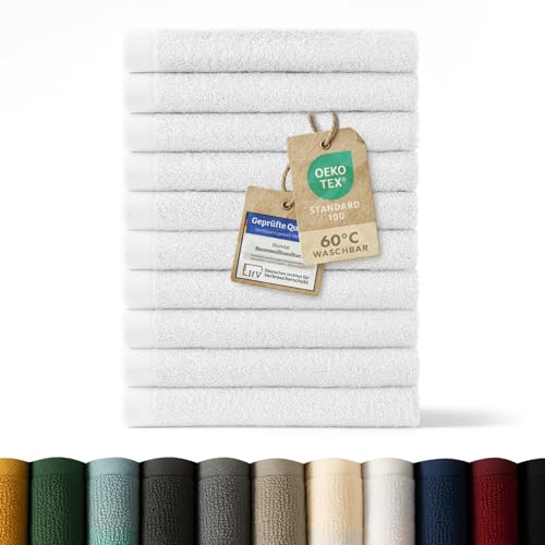 Blumtal Premium Frottier Gästehandtücher Set 10 teilig 100% Baumwolle - Oeko-TEX zertifiziertes Gästehandtuch 10x (30x50 cm) - Ultra saugstarkes Gästetücher Set waschbar °60 - Handtücher Weiß