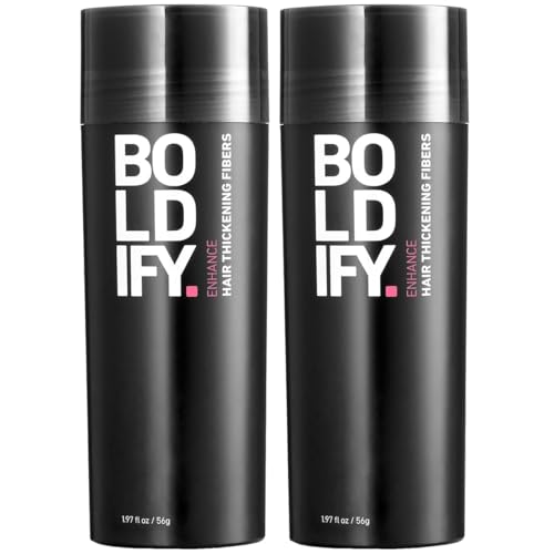 BOLDIFY Hair Fibers (2 x 56g) - Fill In Thinning and Fine Hair for an Instantly Fuller, Thicker Look - 14 Shades for Women & Men - Dark Brown