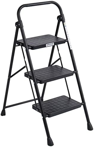BIBKOKE 3 Step Ladder Folding Step Stool with Wide Anti Slip Pedal ...