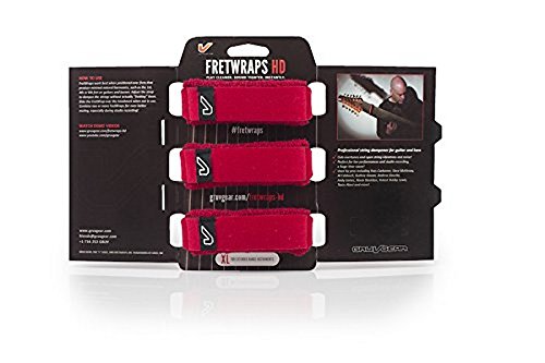 GruvGear HD-FretWrap - Pack de 3 accesorios de sordina para bajos (tamaño XL), color blanco, rojo