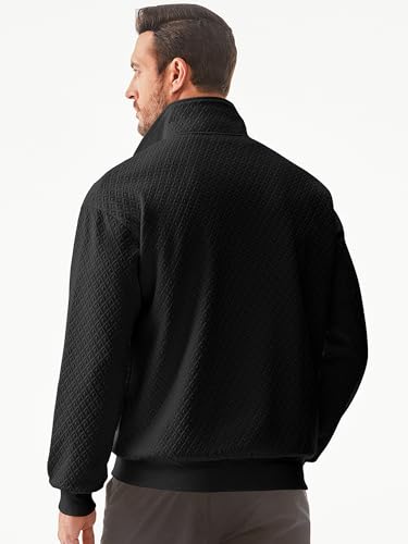 Jmierr Mens Waffle Sweatshirt Casual Long Sleeve Outdoor Stand Collar Quarter Zip Fall Pullovers Sweaters thumb #1