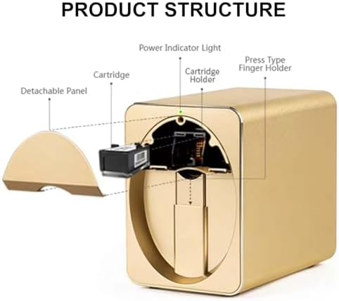 Portable Nail Printer with Metal Shell - Fast 30s Printing, WiFi Picture Upload for Home & Professional Use - Perfect for Manicures (Black)